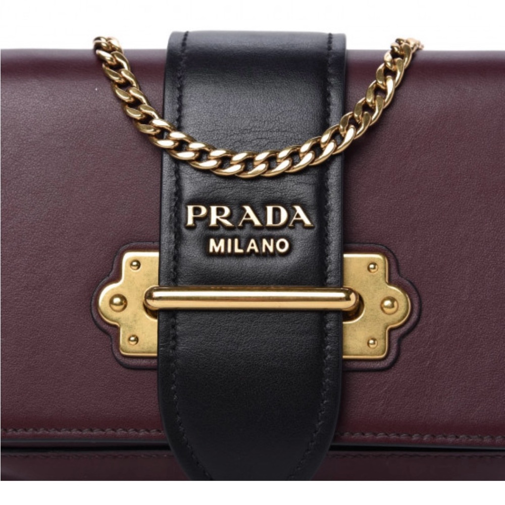 Prada City Calf Cahier Women's Burgundy Belt Bag Purse